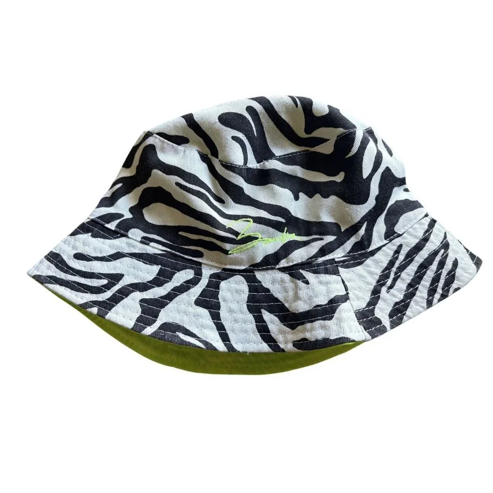 Bamba Reversible Bucket Hat in Zebra Stripe/Neon Yellow - Picture 1 of 4